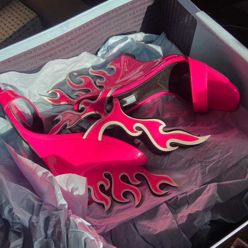Hot pink flame Prada shoes